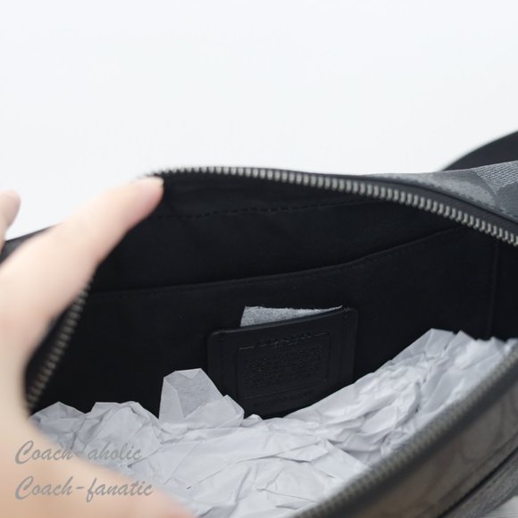 NWT Coach Elias Belt Bag In Signature Canvas Gunmetal/Charcoal - Picture 13 of 13